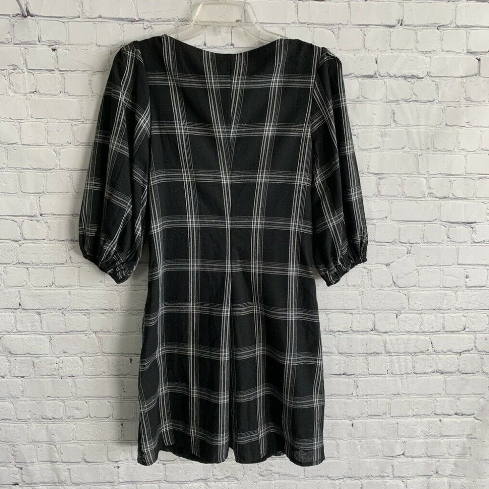 Free People Miss Molly Plaid Mini Dress Black Gray Tunic Size 2 - Picture 2 of 6